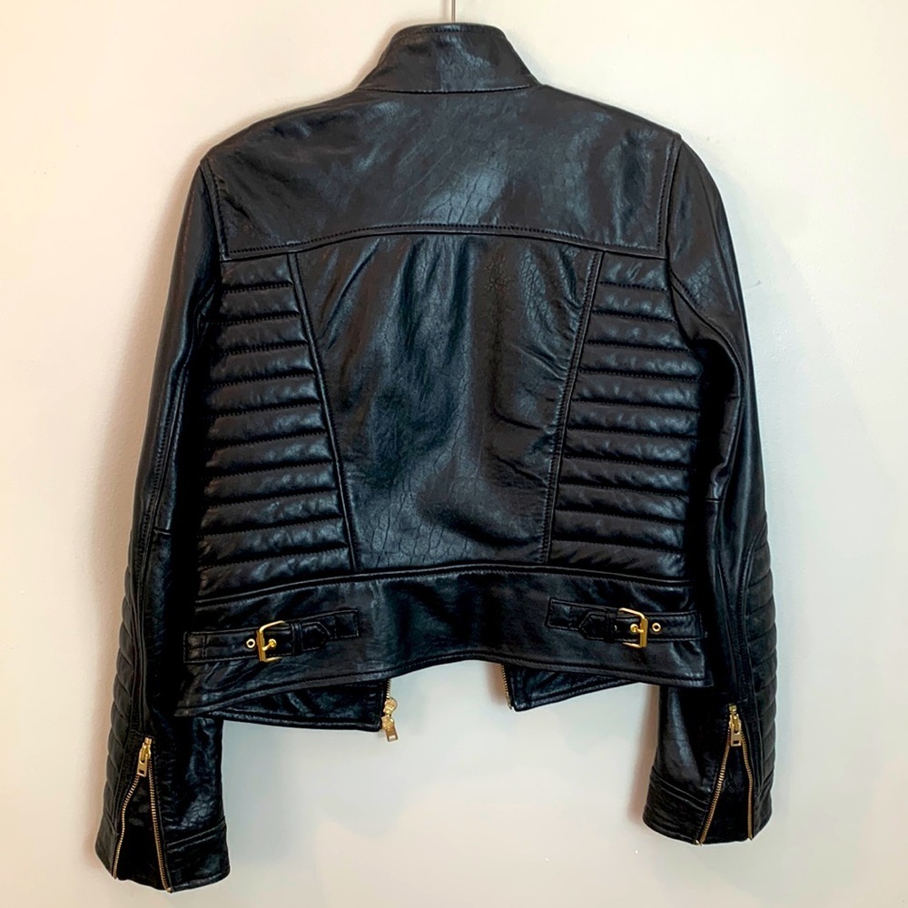 HTF, Rare J. Crew Collection Stand Collar Leather Moto / Biker Jacket - Picture 11 of 14